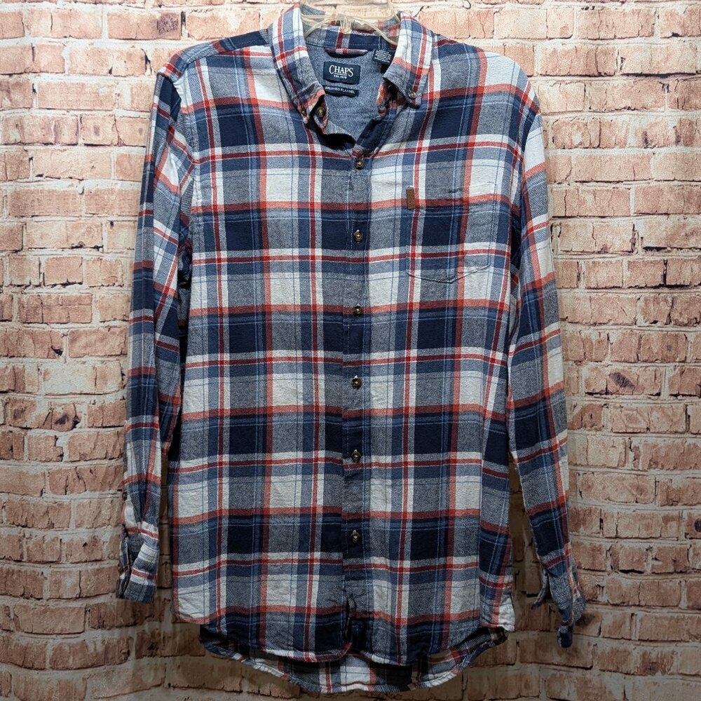 Chaps Flannel Button Down Brushed Flannel Shirt Size Medium